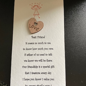 Best friend poem and wooden heart