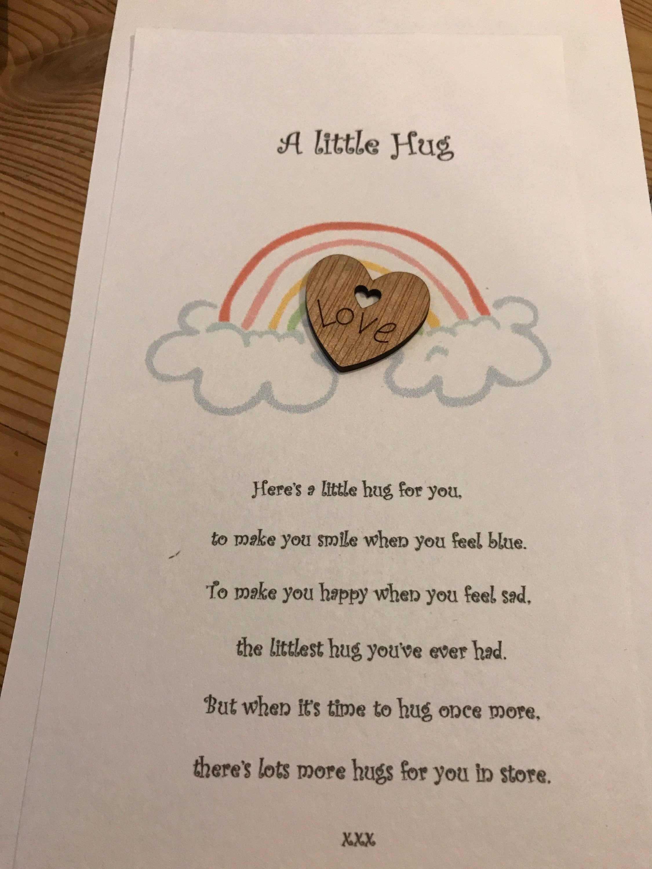 Little Hug Poem and Wooden Heart 