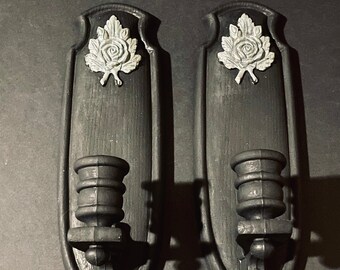Victorian wooden candle sconces