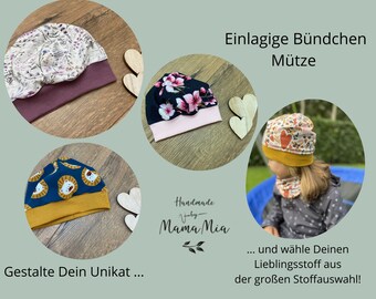 Bündchen Mütze / Kinder Mütze optional mit Fleece Futter Frühjahr/Sommer/Herbst/Winter Übergang Handmade diverse Größen und Stoffauswahl