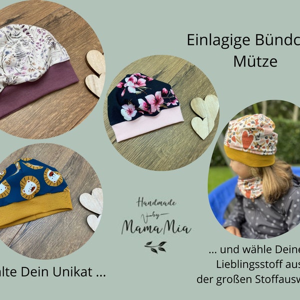 Bündchen Mütze / Kinder Mütze optional mit Fleece Futter Frühjahr/Sommer/Herbst/Winter Übergang Handmade diverse Größen und Stoffauswahl