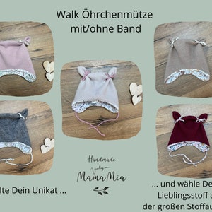 Walk ears hat / baby hat / walk hat / wool hat Newborn KU 36-56 wool walk / new wool in desired size and fabric image 1