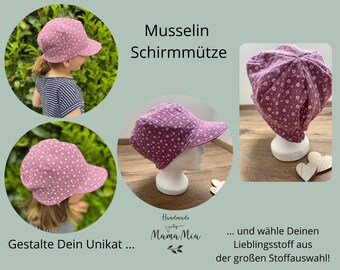 Peaked cap // Sun cap // Sun hat // Muslin hat // Children's sun hat in desired size and design