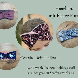 Cozy warm spring/autumn/winter headband hairband with fleece lining in desired size and choice of fabric