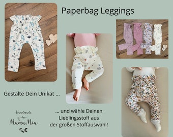Baby Paperbag Pants / Comfortable Baby Jersey Leggings with Gathered Waistband Size 50-92 -Fabric Selection-