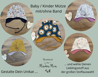 Babymütze Newborn mit/ohne Band KU 34-56 Jerseymütze in Wunschgröße und Wunschstoff