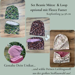 Set  Beanie & Loop Kinder Mütze mit Halstuch / Halssocke Handmade Stoffauswahl und Wunschgröße