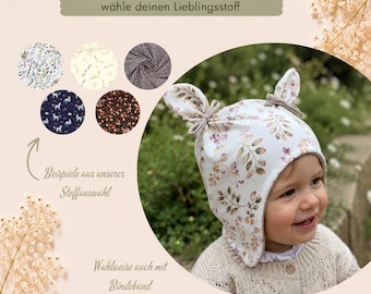 Eared hat / baby hat / children's hat / tie-on hat / ear hat for babies and head circumference 34-56 cm / jersey hat in desired size and fabric / teddy bear ears