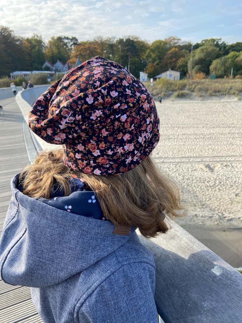 Beanie hat, optionally with fleece lining in your choice of fabric, head circumference 39-58 cm, for children and adults, basic transitional hat image 5