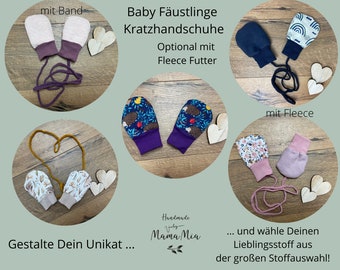 Kratzhandschuhe Baby Fäustlinge // Handschuhe mit/ohne Band  4-24 Monate