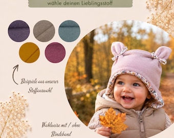 Autumn/Winter boiled wool hat with ears / baby hat / children's hat with/without tie, head circumference 36-56 cm, boiled wool / virgin wool, winter hat, autumn hat