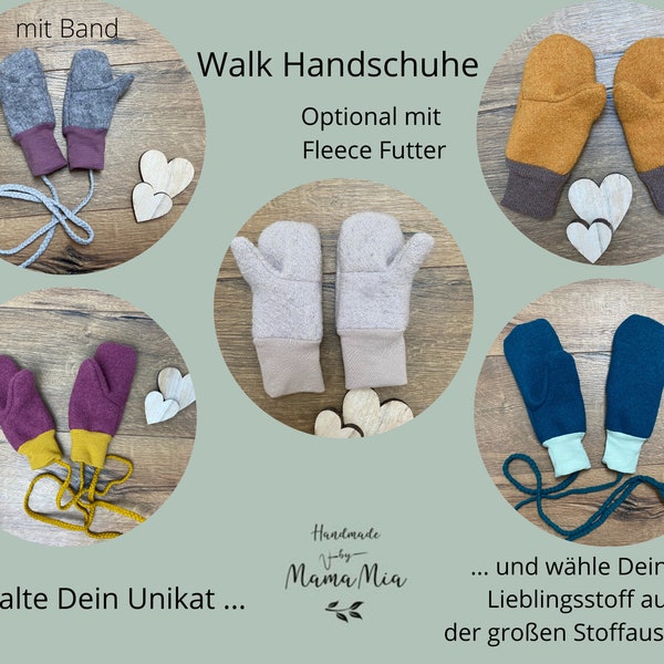 Walk Kinder Handschuhe // Fäustlinge //  aus Wollwalk und Jersey diverse Größen