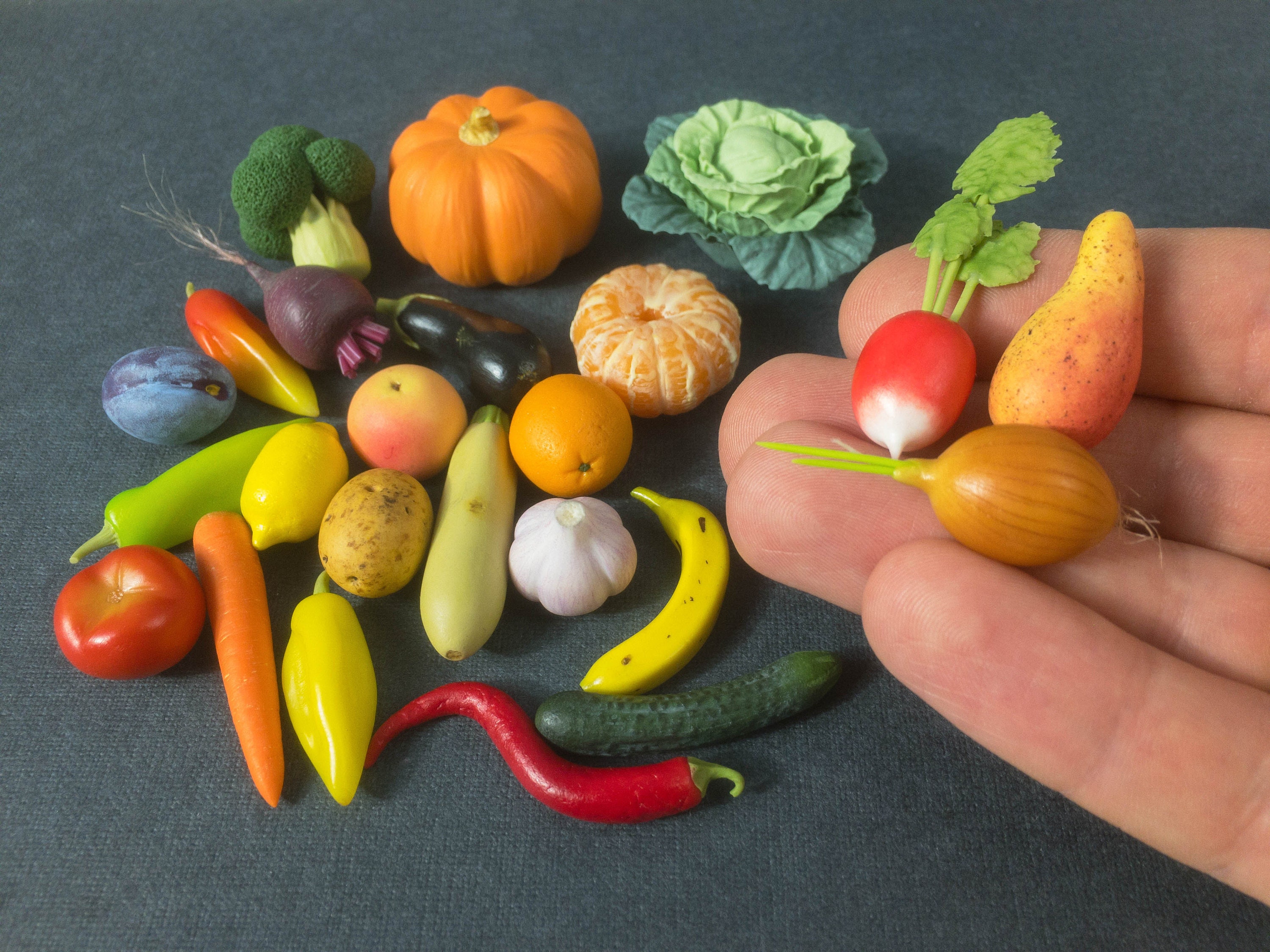 Miniature fruits and vegetables 24 pcs. Montessori and Etsy