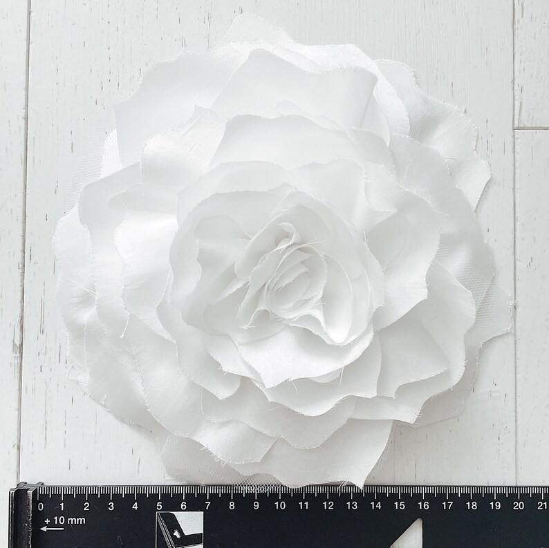 Large SHINY White Flower Brooch Pin Handmade Fabric Silk Big Etsy