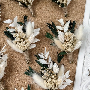 Eucalyptus Wedding boutonniere, Dried flower white boutonniere for Boho Wedding, Grooms buttonhole image 4