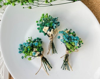 Mini bouquet di gypsophila stabilizzata, gypsophila naturale, gioielli in resina