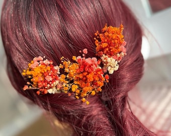 Dried Gypsophila Flower Hair Pins, Fall Wedding Boho Hairpiece