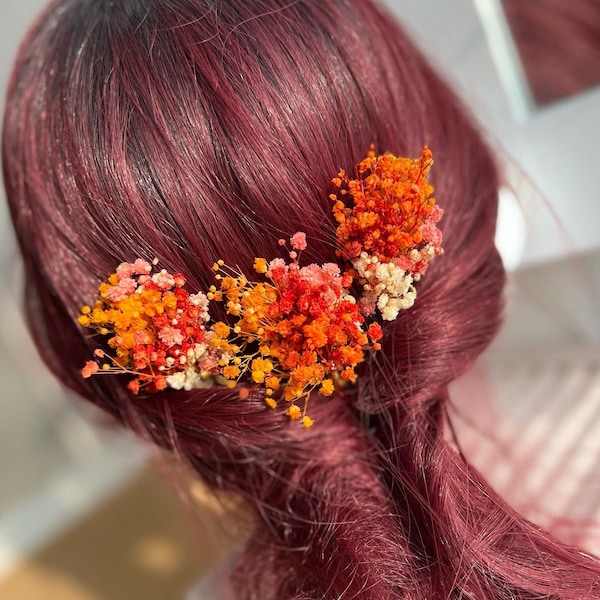 Dried flower hair pins, Fall Autumn Wedding Flower hairpins, Bridal hair pins for Fall Wedding, Dried flower Boho hair piece