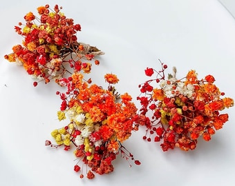 Bouquet de gypsophile orange séchée, gypsophile naturel pour oeuvre d'art en résine