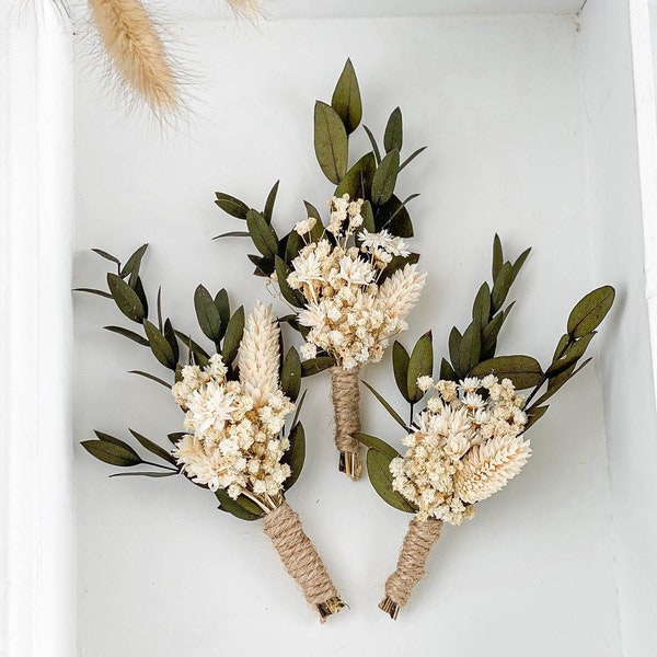 Greenery Wedding boutonniere for men, Groom boutonniere, prom Flower boutonniere pin, Eucalyptus winter wedding buttonhole dried flowers