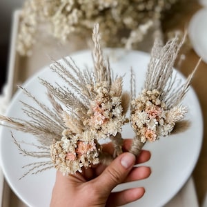 Pampas Dried Boutonniere, Rustic Dried flower bouquet, Flower dry arrangement, Wedding boho flower bouquet, Boutonnières for man