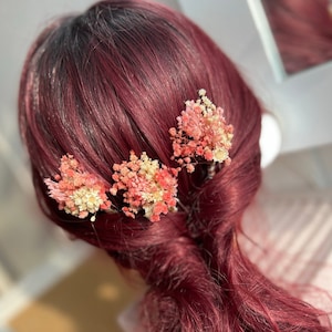 Spinki do włosów z suszonych kwiatów, spinki do włosów z różowymi kwiatami ślubnymi w stylu boho, akcesoria do włosów dla panny młodej, ozdoba do włosów w stylu boho, akcesoria z prawdziwych kwiatów