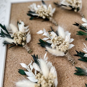 Eucalyptus Wedding boutonniere, Dried flower white boutonniere for Boho Wedding, Grooms buttonhole image 2