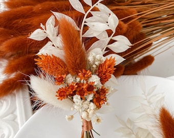 Boho Rust Terracotta wedding boutonniere, Fall Autumn wedding mini bouquet, Dried flower grooms boutonniere, small flower bouquet