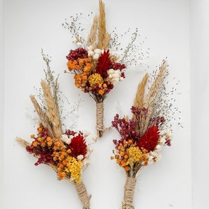 Autumn Wedding Boutonniere, Rustic Dried flower bouquet, Flower dry arrangement, Wedding boho bouquet, Boutonnières for man, flower bouquet image 1