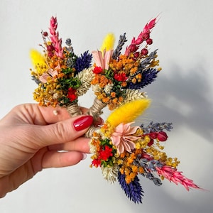 Wildflower Wedding boutonniere, Dried flower Grooms buttonhole, Summer Spring wedding groomsmen accessories, floral mini bouquet