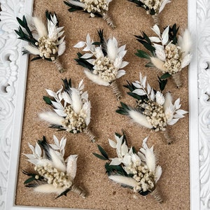 Eucalyptus Wedding boutonniere, Dried flower white boutonniere for Boho Wedding, Grooms buttonhole image 6