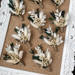 Eucalyptus Wedding boutonniere, Dried flower white boutonniere for Boho Wedding, Grooms buttonhole