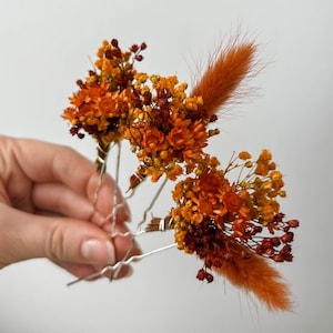 Rustikale Terrakotta Hochzeit Trockenblumen Haarnadeln, Herbst Herbst Hochzeit Haarschmuck, Boho Braut Haarteil, Haarspangen floral