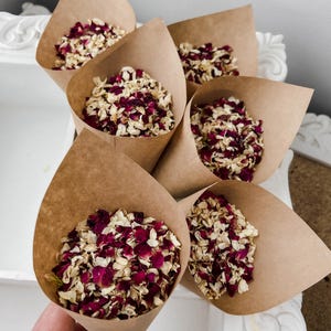 Coriandoli di fiori secchi naturali per matrimoni / Coriandoli di petali di rosa rossa biodegradabili al 100% / Coni fai da te per il lancio di petali di fiori, bomboniere per matrimoni
