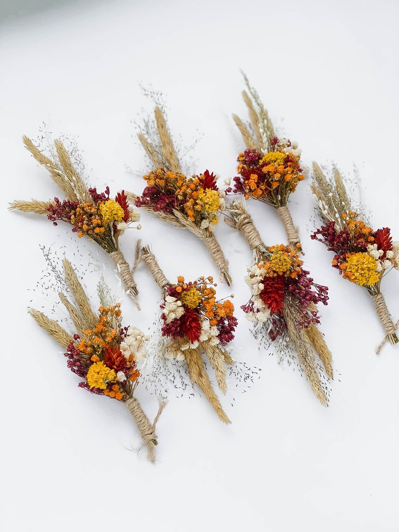 Autumn Wedding Boutonniere, Rustic Dried flower bouquet, Flower dry arrangement, Wedding boho bouquet, Boutonnières for man, flower bouquet image 10