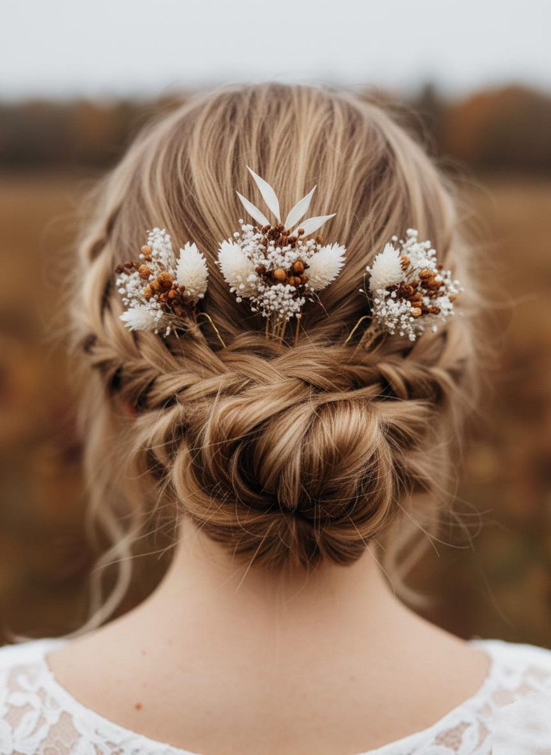 Floral Rustic Pin Rustic Terracotta Dried Flower Hair Pins, Boho Wedding Hair Accessory ...