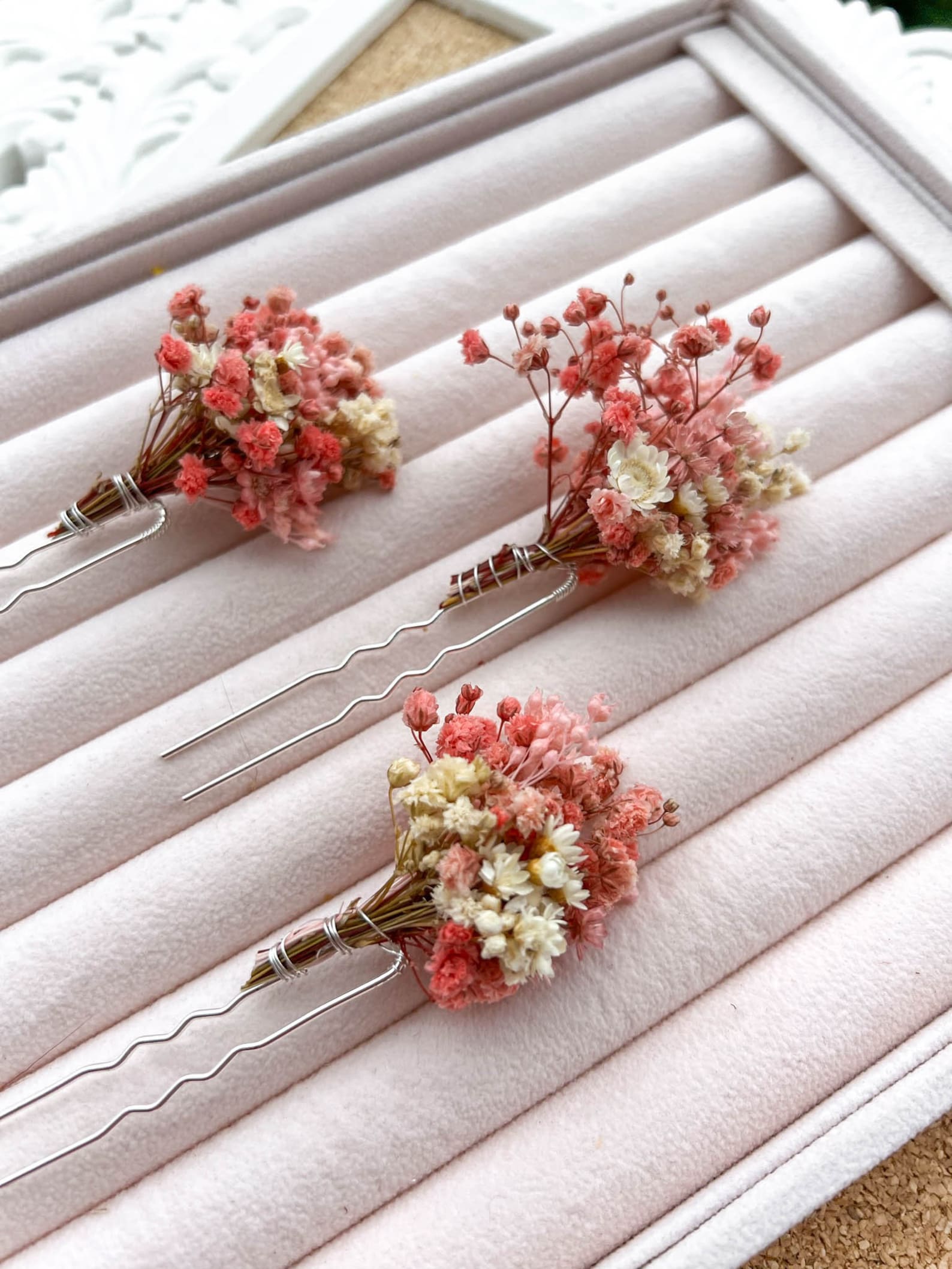 Dried Flower Hair Pins Blush Pink Boho Wedding Flower Etsy