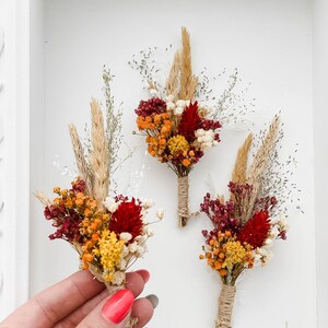 Autumn Wedding Boutonniere, Rustic Dried flower bouquet, Flower dry arrangement, Wedding boho bouquet, Boutonnières for man, flower bouquet image 5