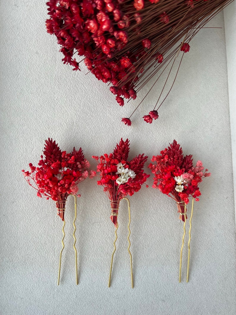 Dried Flower Hair Pins for Fall Autumn Wedding Red Hair Etsy