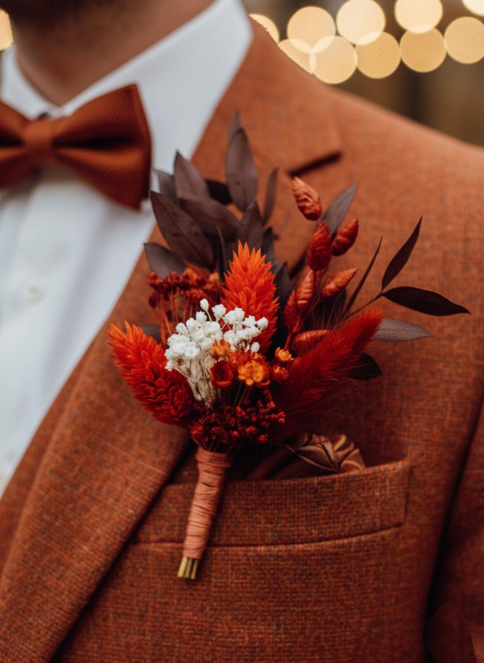 Rustic Terracotta Wedding Dried Flower Boutonniere, Burnt Orange Grooms Rustic Terracotta Wedding Dried Flower Boutonniere, Burnt Orange Grooms