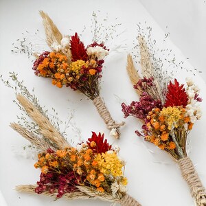 Autumn Wedding Boutonniere, Rustic Dried flower bouquet, Flower dry arrangement, Wedding boho bouquet, Boutonnières for man, flower bouquet image 4