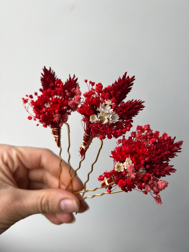 Dried Flower Hair Pins for Fall Autumn Wedding Red Hair Etsy