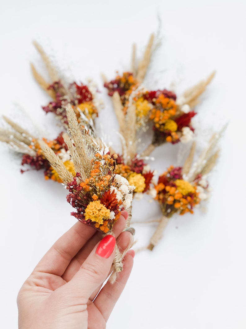 Autumn Wedding Boutonniere, Rustic Dried flower bouquet, Flower dry arrangement, Wedding boho bouquet, Boutonnières for man, flower bouquet image 9