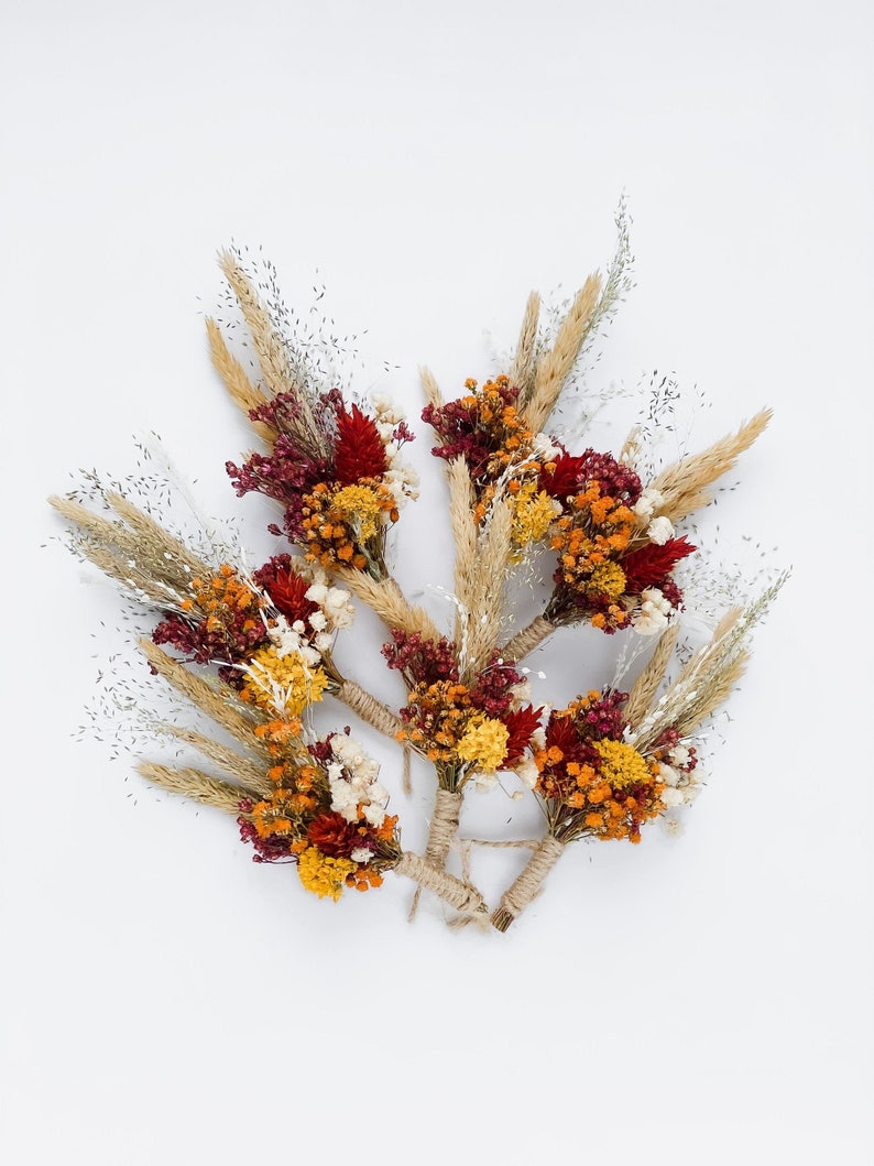 Autumn Wedding Boutonniere, Rustic Dried flower bouquet, Flower dry arrangement, Wedding boho bouquet, Boutonnières for man, flower bouquet image 8