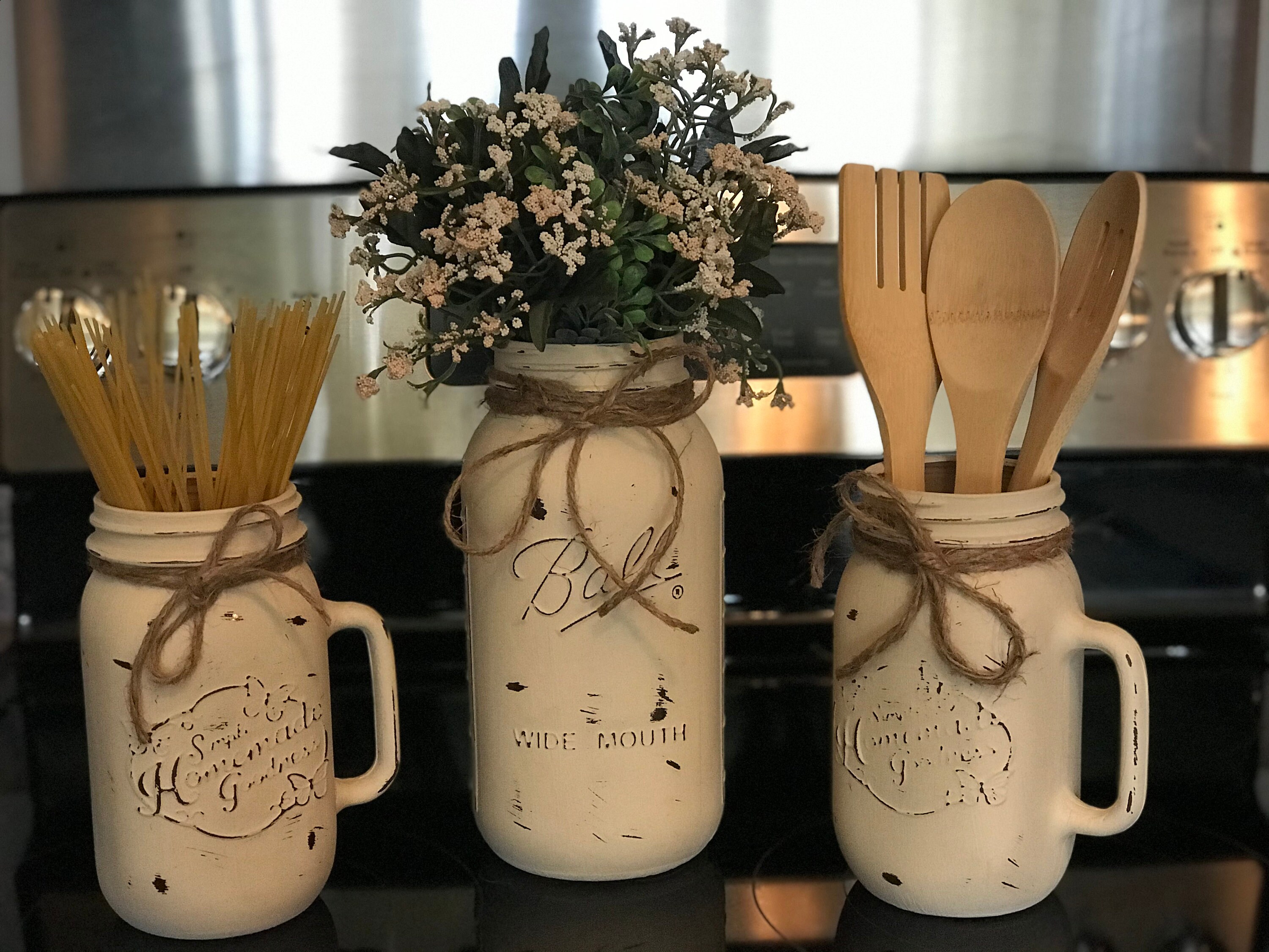 Hand Painted Kitchen Mason Jars - Etsy