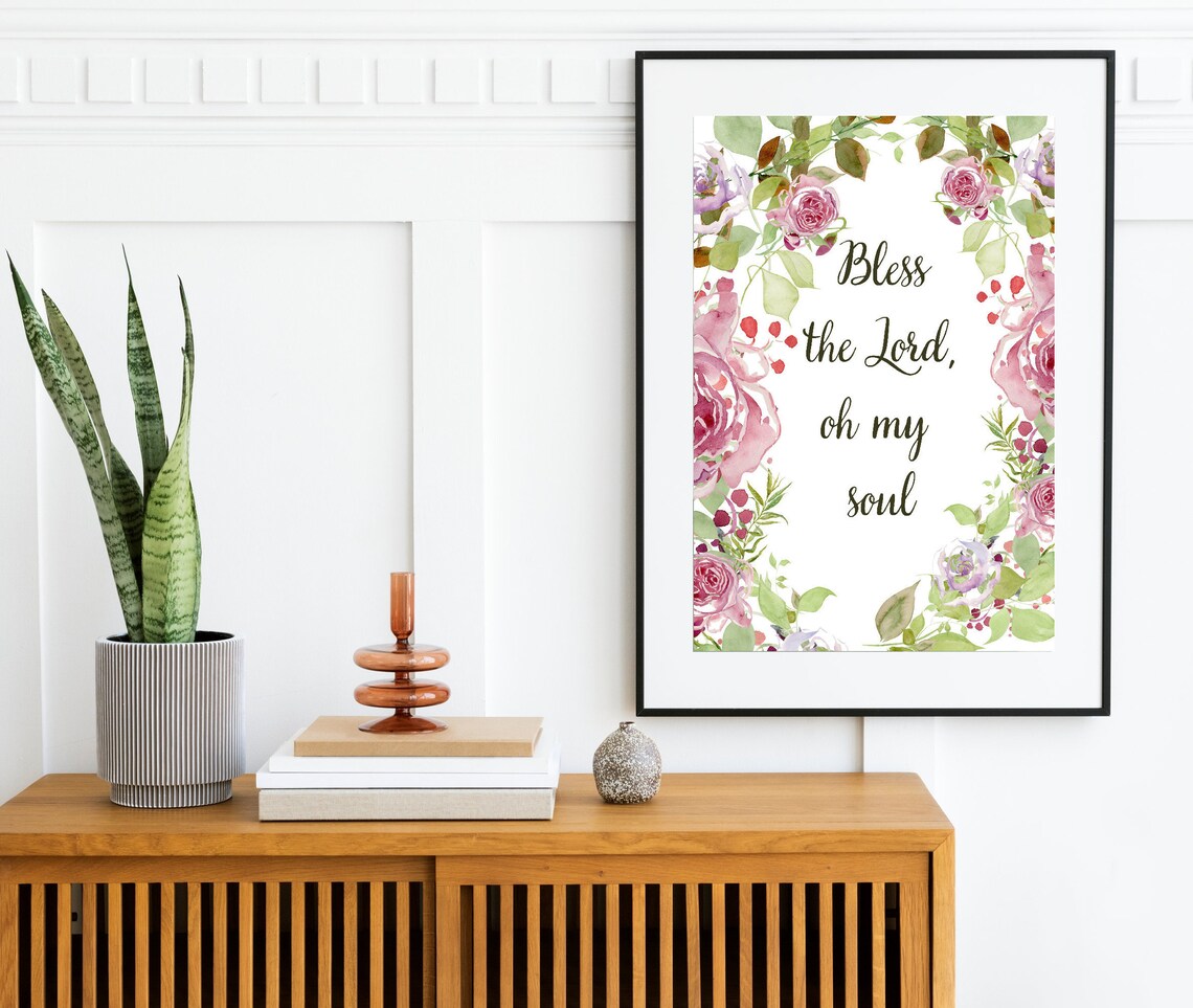 Bible verse wall art Bless the Lord oh my soul Scripture Etsy