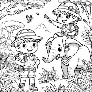 In the Jungle colouring pages | 7 jungle colouring pages  | Colouring pages for school holidays | Summer camp activity | After school