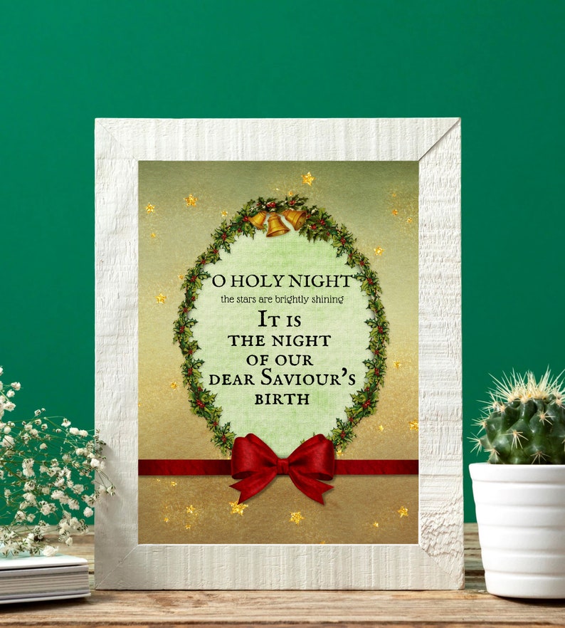 O Holy Night Christmas Printable Wall Art Christmas Decor - Etsy