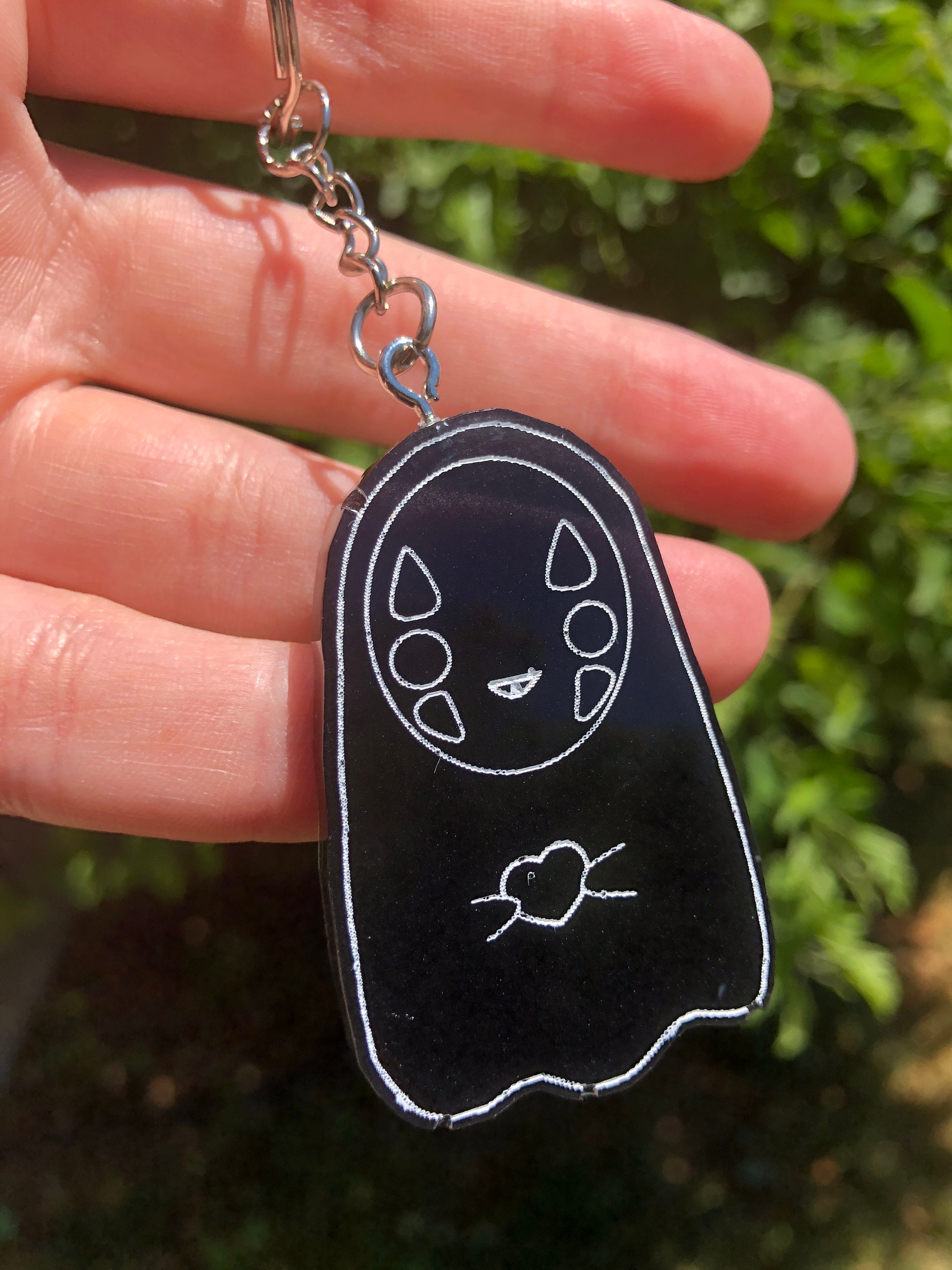 No Face Keychain Resin Spirited Away Keychain Epoxy Anime Etsy
