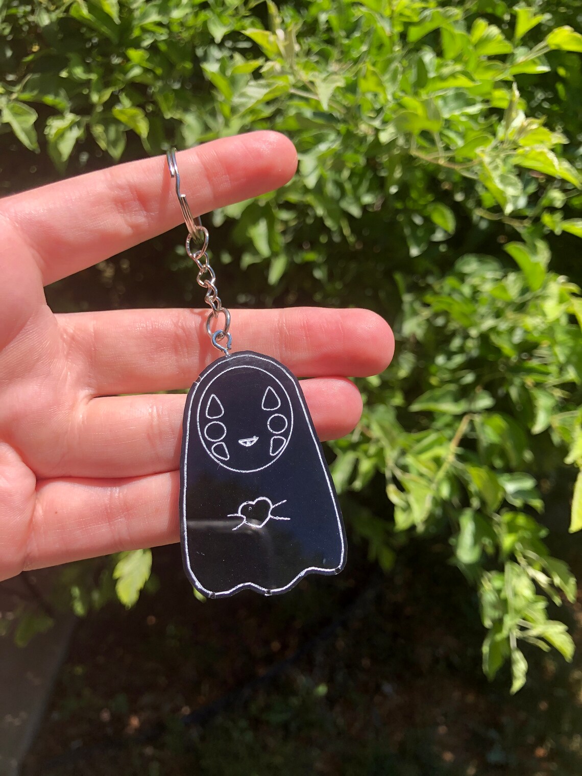 No Face Keychain Resin Spirited Away Keychain Epoxy Anime Etsy